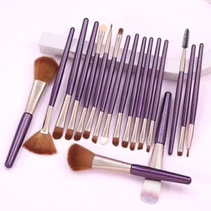 Set 18Pcs Mauve Professionnel Poudre Pinceaux Brosse Maquillage Make-up Pinceau - Foto 1 di 19