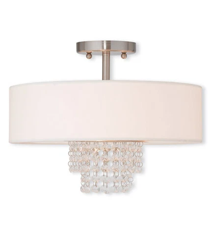 Livex 51027-91 Carlisle 3 Light Flush Mount In Brushed Nickel Cover