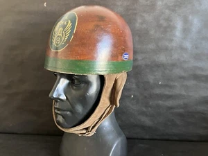 Ayres & Smith London Brown Moto Crash Helmet w/ WW2 Dust Goggles 57-58 Vintage - Picture 1 of 11