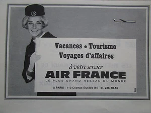 1967 PUB AIR FRANCE AIRLINE HOTESSE DE L'AIR STEWARDESS ORIGINAL FRENCH AD - Picture 1 of 1
