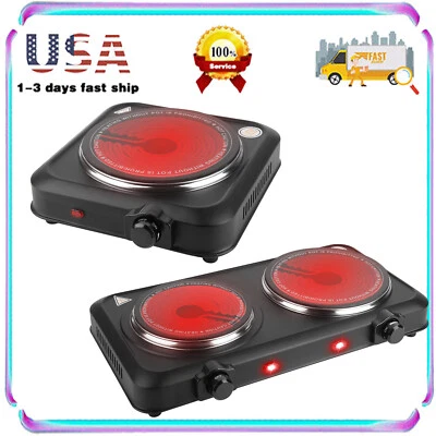 Electric Hot Plate for Cooking, Infrared Double Burner,Electric Cooktop 2 Burner - Image 1 of 4