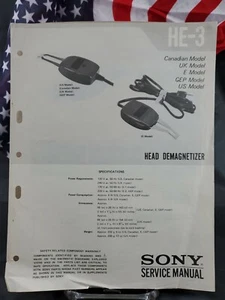 Original Sony Service Manual 1978 Head Demagnetizer HE-3 FREE SHIPPING!!! - Picture 1 of 2