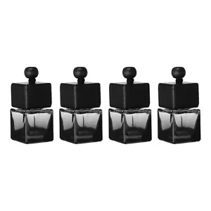 4pcs Hanging Car Air Freshener Perfume Bottle, 8ml(Clear/Black, Cube) - Picture 1 of 7