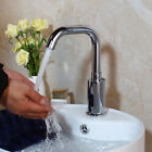 US Touchless Bathroom Sink Faucet Silver Mixer Sensor Tap Single Hole Hands Free
