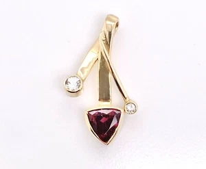 14KT YELLOW GOLD PINK TOURMALINE & DIAMOND PENDANT 1.8 GRAMS - Picture 1 of 5