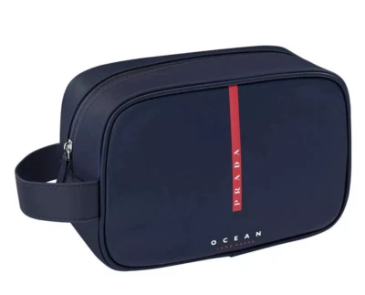 NEW PRADA Luna Rossa Ocean Men Navy Black Faux Leather Travel Pouch Toiletry Bag - Image 1 of 2