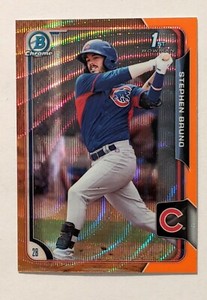 2015 Bowman Chrome 1st Stephen Bruno orange wave refractor rookie #BCP219 Cubs 
