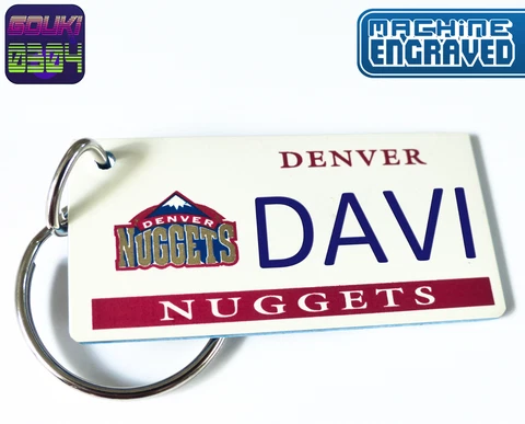 Personalized Denver Nuggets License Plate Keychain Tag - Any Name- Vintage Retro Cover
