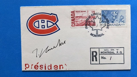 NHL VINTAGE MONTREAL CANADIENS JACQUES COURTEAU 1977 FIRST DAY ISSUE AUTOGRAPHED Cover