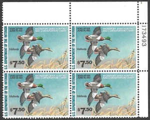 MNH 1980 Scott #RW47 ** Bund Ente Briefmarkenplatte nummerierter Block - Bild 1 von 3
