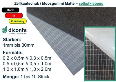 EPDM Moosgummi Zellkautschuk SELBSTKLEBEND - bis 30mm dick - Kleber Matte Schaum - Bild 1 von 2