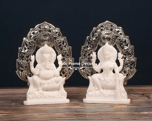 Statua Lakshmi Ganesh per tempio casa - idolo Laxmi Ganesha 7" - Ganpati Laxshmi - Foto 1 di 8