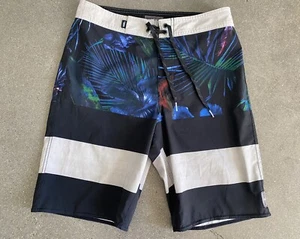 Vans board shorts black with multi color tropical design boys sz 28 - Picture 1 of 8