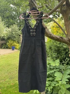 Star UK 14 EU 42 Sleevless Halter Neck Dress Black Stretchy Below the Knee Bling - Picture 1 of 18