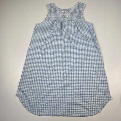 Ashley Taylor Intimates Nightgown Womens Medium Blue Gingham Lace Sleeveless Bow - Image 1 of 4