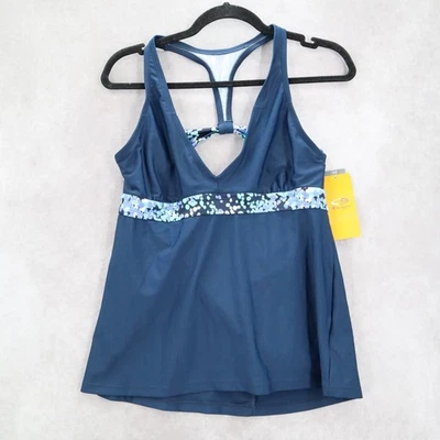 Camiseta Tankini Champion Blue Dot Racerback Acolchada Halter Resistente a la Desvanecimiento L Grande Foto 1 de 4