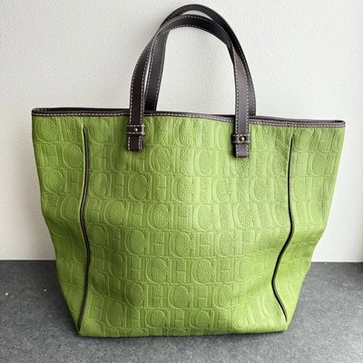 Bolso de Mano CAROLINA HERRERA de Cuero con Bolsillo Interior Verde para Mujer de Japón Foto 1 de 4
