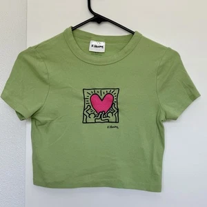 Camiseta Keith Haring Algodón Bordado Corazón Verde Bebé Camiseta Mujer’s PEQUEÑA - Imagen 1 de 4