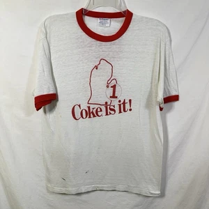 Vintage Single Stich Coke is it! Worn Thin Ringer Tee L T-Shirt 80's Michigan - Picture 1 of 11