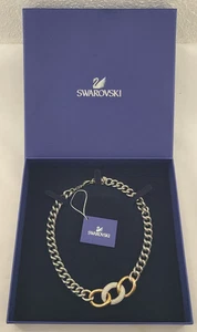 New Swarovski Bound Crystal Pavé Palladium Plated Steel Rose Gold Necklace 38 CM - Picture 1 of 13