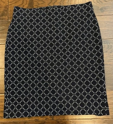 Falda Talbots Línea A Azul Marino Oscuro y Blanco Mezcla Geométrica Algodón Talla 8 Foto 1 de 4