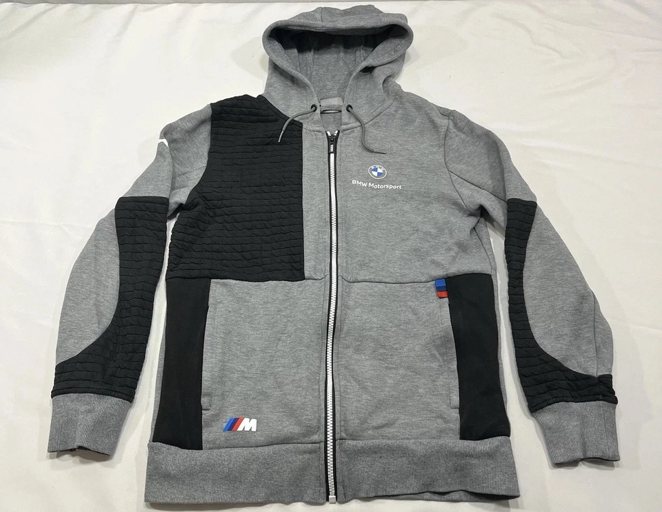 Puma BMW Motorsport Hoodie Mens Small Gray Blue Full Zip Racing Jacket Logo - Image 1 of 4