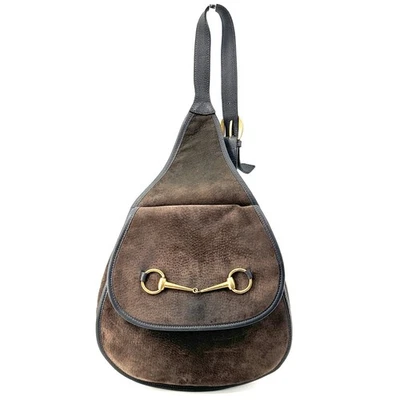 Auténtico Bolso de Hombro Gucci Horsebit Cuero Gamuza Marrón Gris Oscuro Foto 1 de 4