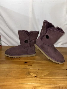 UGG Womens Bailey Button II  suede fur boots “Nightfall” Size 10 - Picture 1 of 7