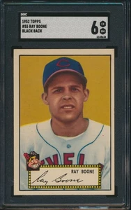 1952 TOPPS BASEBALL #55 RAY BOONE BLACK BACK SGC 6 EX-MT LOW NUMBER - Picture 1 of 2