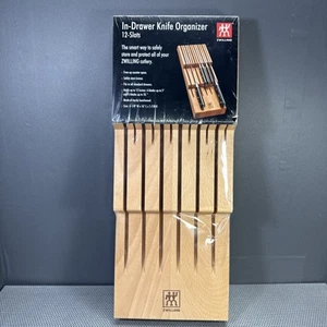 Compact 12-Slot Knife Organizer in Natural Beechwood for Kitchen Drawers - Picture 1 of 4