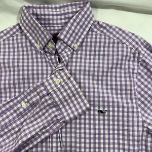 Vineyard Vines rosa bianco a quadri manica lunga abbottonata uomo taglia XS - Foto 1 di 7