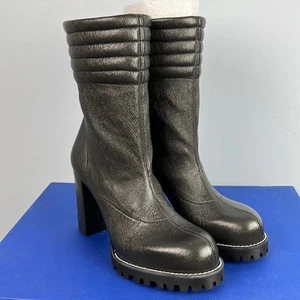 Stivali Stuart Weitzman Isobel in pelle stropicciata colore asfalto made in Spain - Foto 1 di 10