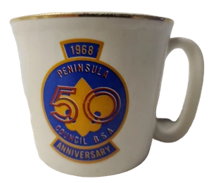 Taza de campamento vintage Boyscout - 50 aniversario del Consejo de la Península 1968 - en muy buen estado a G - Imagen 1 de 4
