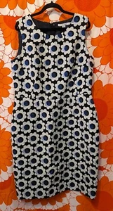 Boden Harriet Pencil Dress UK 16L AU 14 Black Cream Blue Metallic Mod Floral - Picture 1 of 17