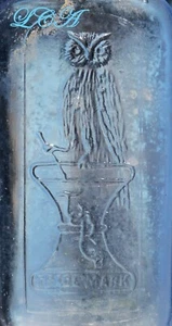 Old 1892 style OWL DRUG bottle 4 1/2 inch tall w/EMBOSSED owl SAN FRANCISCO 2 oz - Picture 1 of 5
