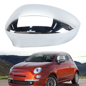 For Fiat 500 2007-2024 Left Door Wing Mirror Cover Cap Chrome Passenger Side New - Picture 1 of 12