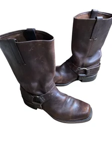 Frye Brown Leather Harness Motorcycle Riding Boots Square Toe Men’s 12 M - Picture 1 of 14