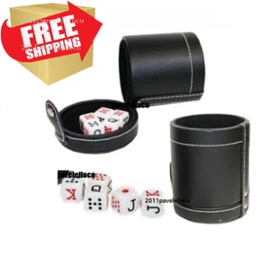 Tasse Cubilete Faux Cuir avec Jeu de Dés Rangement Cubiletes Chaises de Jeu Home Play - Photo 1/3