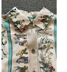 Hermes silk blouse shirt top authentic Large European 48