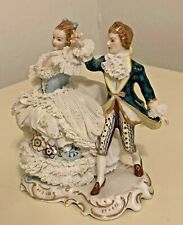 MZ Ireland Lace Dresden figurine featuring a courtship scene of a Dancing Couple