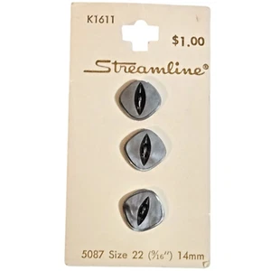 Streamline Vintage Buttons Grey Iridescent Sz 22 9/16" 14mm Decorative Sewing - Picture 1 of 9