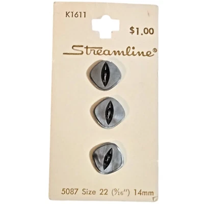 Streamline Vintage Buttons Grey Iridescent Sz 22 9/16" 14mm Decorative Sewing - Image 1 of 4
