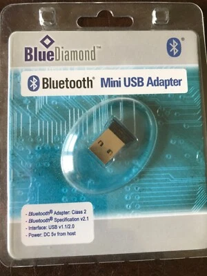 Bluetooth Mini USB Adapter Blue Diamond Class 2 Spec v 2.1 USB v1. 1/2.0 - Image 1 of 2