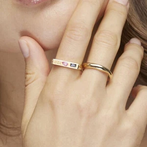 14K Gold Rosa Saphirblau Saphir Baguette Diamant Horizontaler Siegel Ring - Bild 1 von 8