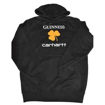 Carhartt Guinness 连帽衫特别版,黑色带金色三叶草,男式小号 — 第 1/4 张图片