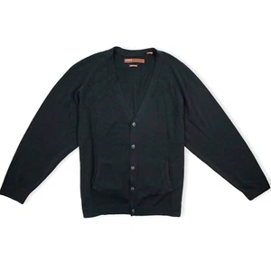 Perry Ellis Men's Cardigan Sweater Marino Blend Long Sleeve Black Size XL - Picture 1 of 14