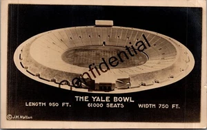 Real Photo The Yale Bowl Football Stadium At New Haven CT Connecticut RPPC P149 - Picture 1 of 2