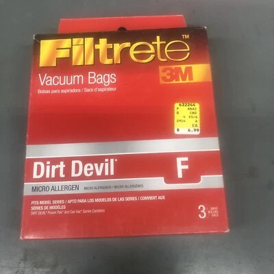 3 Royal Dirt Devil Canister Type F Allergy Vacuum Bags, Can Vac, Power Pak - Image 1 of 2