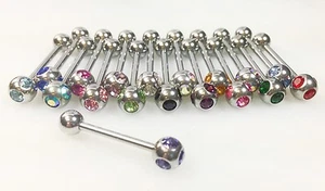 T#47 - Anillos de lengua multigénicos de 18 piezas barras de salón calibre 14 g - Imagen 1 de 2