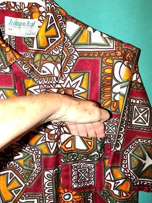 Excelente! CAMISA HAWAIANA JANTZEN KONA KAI AÑOS 60 DE COLECCIÓN, LAZO SUPERIOR, GEOMÉTRICA, ALGODÓN, Talla M Foto 1 de 4